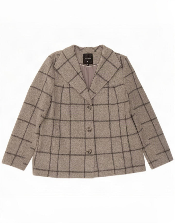 Jasper Conran Γυναικείο σακάκι με 3 κουμπιά UK 16 Large Grey Check Wool