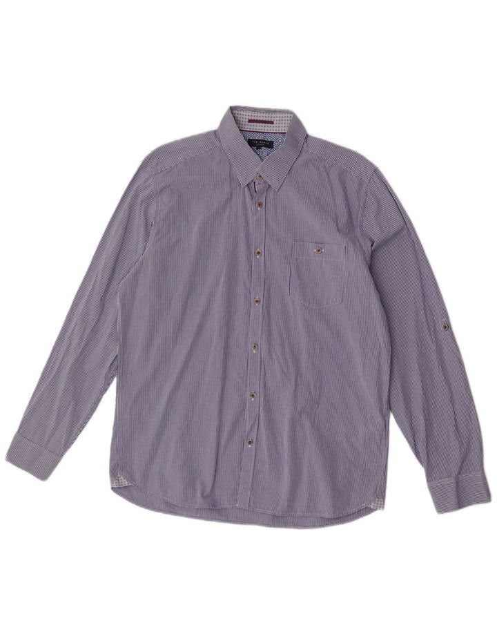 Ανδρικό πουκάμισο Ted Baker, νούμερο 5 XL, Navy Blue Gingham Cotton