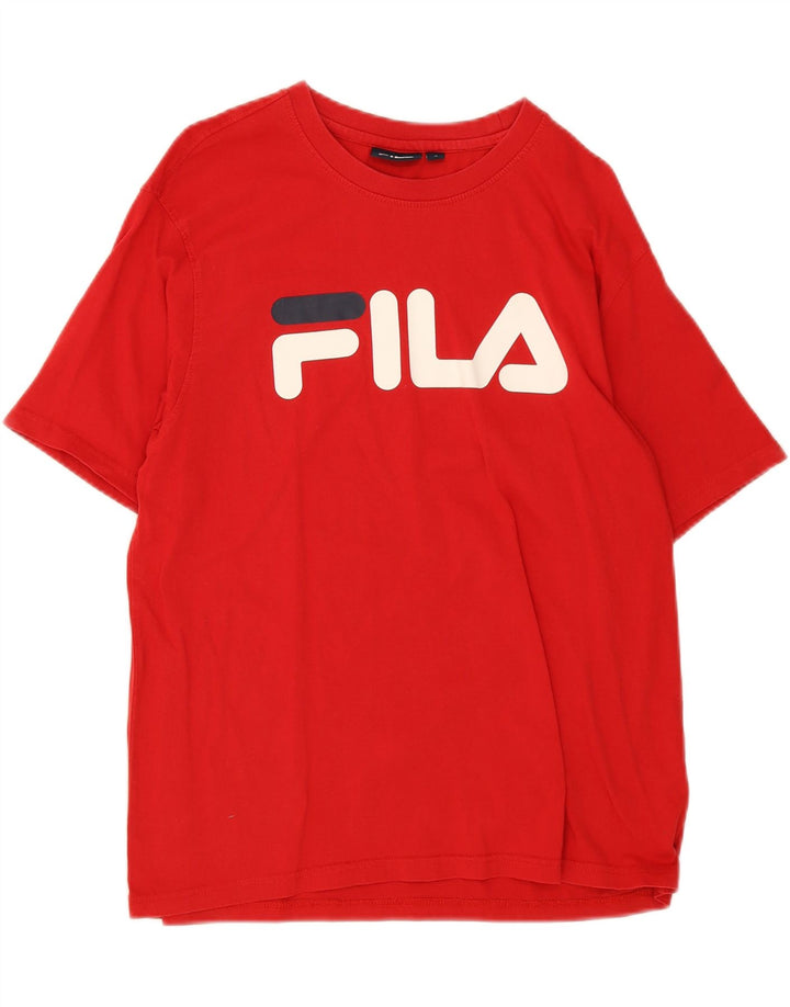 FILA Mens Graphic T-Shirt Top Large Red Cotton Vintage Fila and Second-Hand Fila from Messina Hembry 