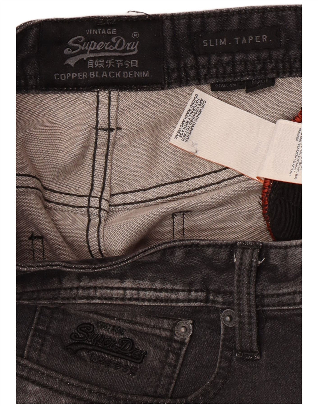 Ανδρικό τζιν SUPERDRY Slim Tapered W30 L32 Γκρι βαμβακερό