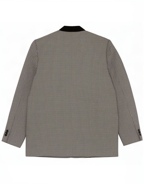 Vintage γυναικείο σακάκι με 1 κουμπιά UK 16 Large Grey Houndstooth