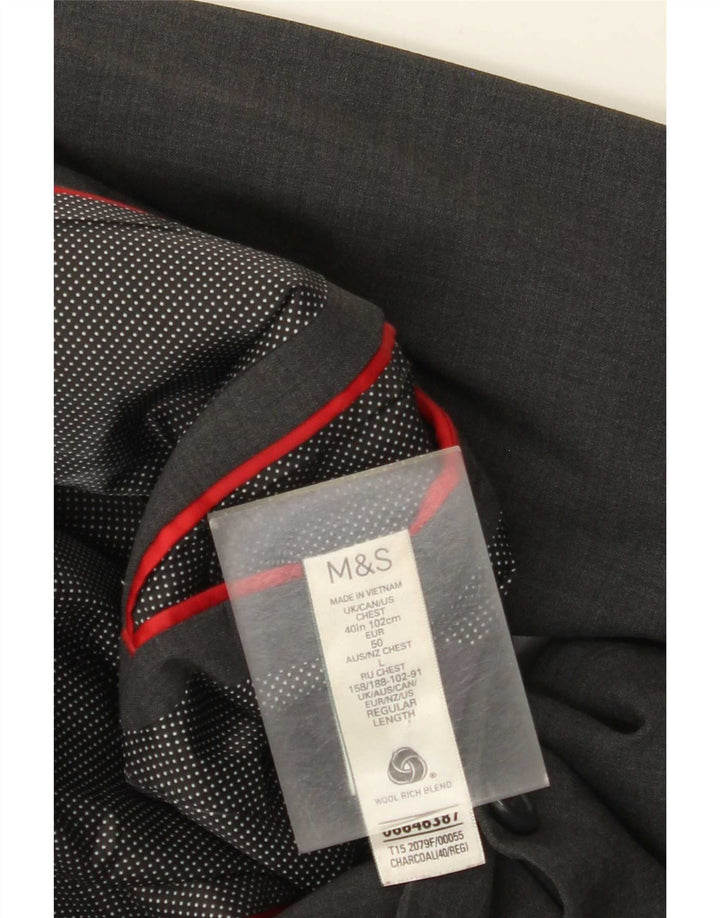 Marks & Spencer Ανδρικό σακάκι σακάκι με 2 κουμπιά UK 40 Medium Grey Wool