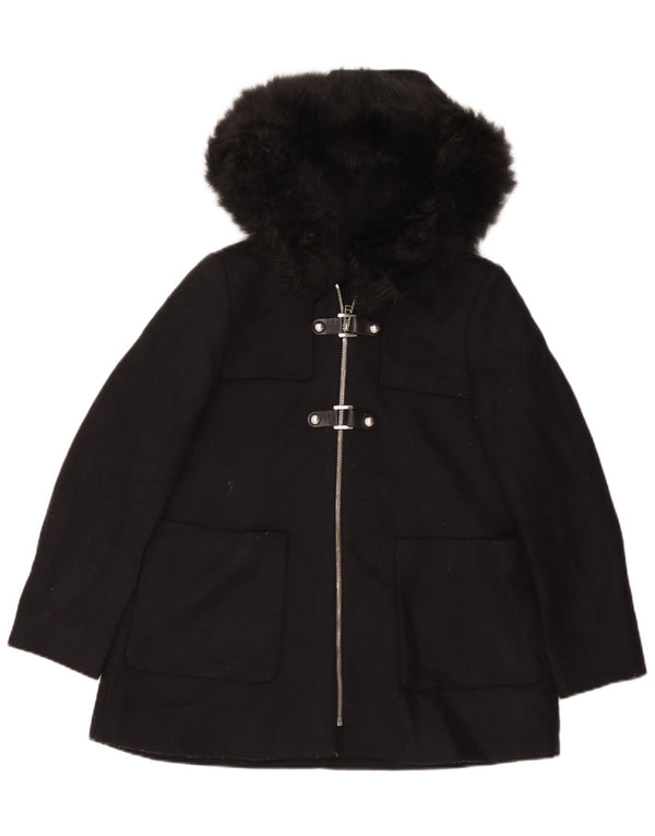 Zara Γυναικείο Πανωφόρι με Κουκούλα UK 10 Small Black Wool
