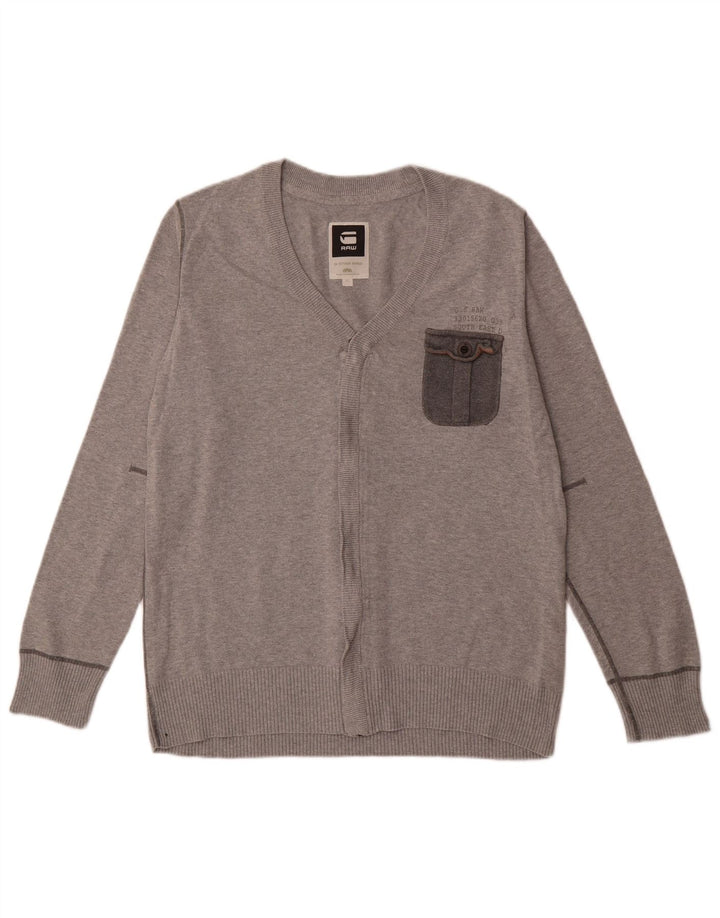 G-STAR Mens Cardigan Sweater XL Grey Cotton