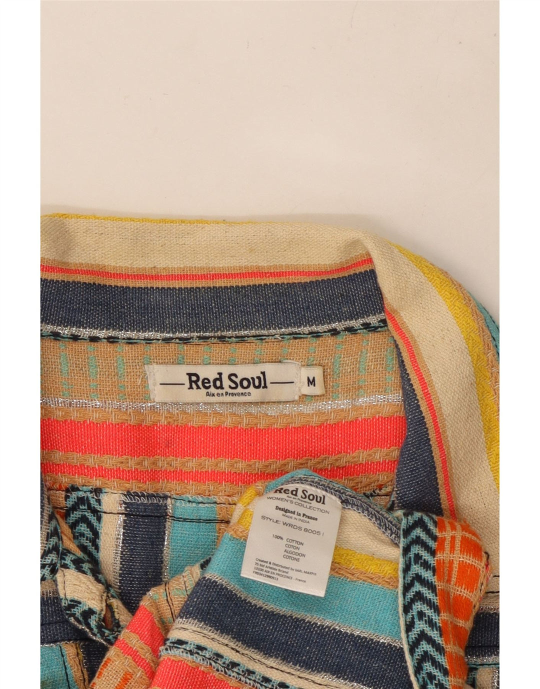 VINTAGE Γυναικείο Utility Μπουφάν UK 12 Μέτριο πολύχρωμο βαμβακερό ριγέ