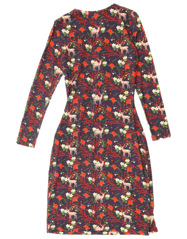 Γυναικείο φόρεμα με θήκη Joe Browns UK 8 Small Navy Blue Floral Viscose