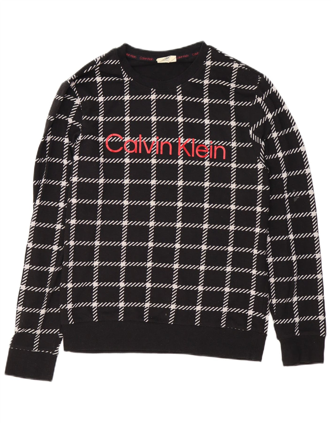 CALVIN KLEIN Ανδρικό γραφικό φούτερ Jumper Small Black Check Cotton