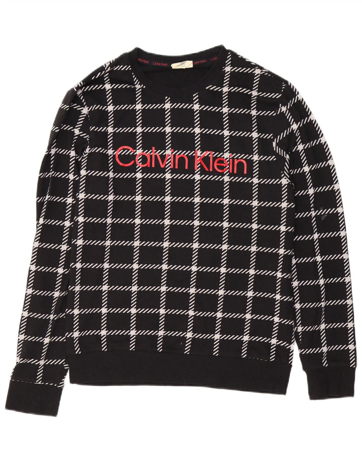 CALVIN KLEIN Ανδρικό γραφικό φούτερ Jumper Small Black Check Cotton