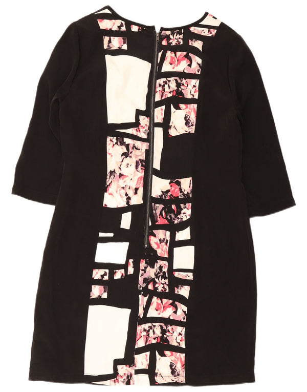 Vintage γυναικείο φόρεμα 3/4 Sleeve Shift UK 12 Medium Black Floral