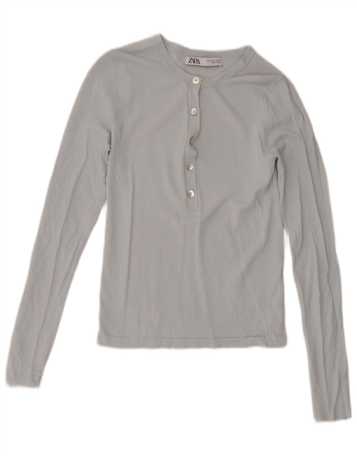 Zara Γυναικείο τοπ μακρυμάνικο UK 8 Small Blue Viscose