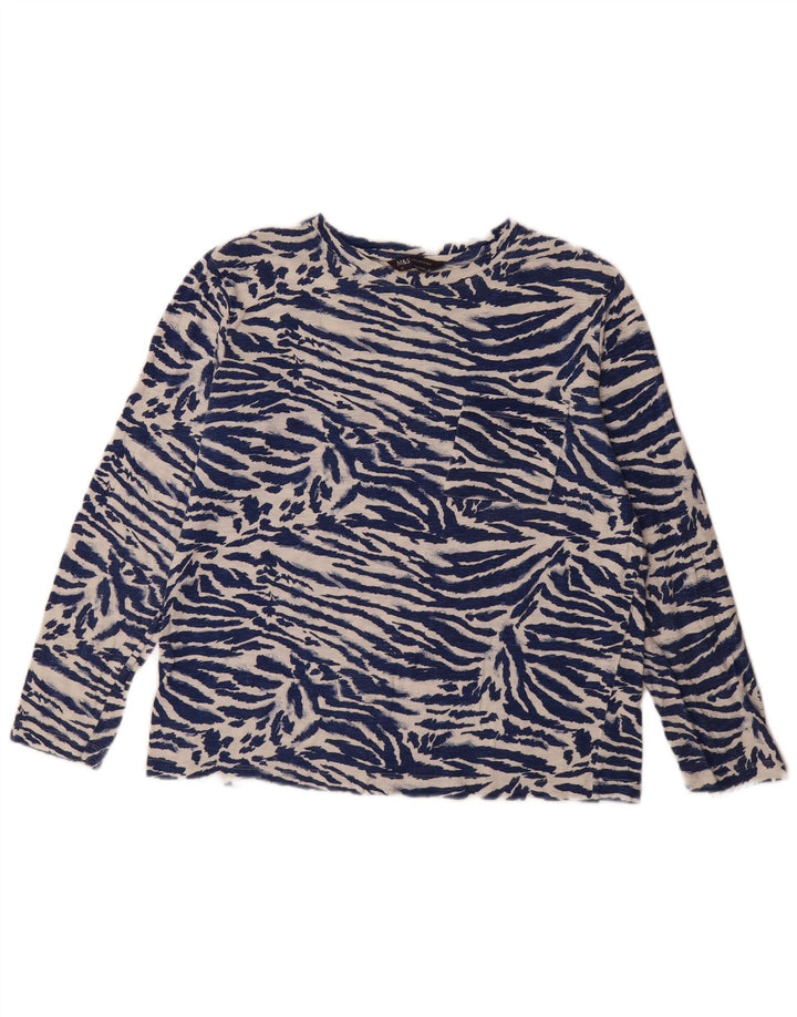 Marks & Spencer Γυναικείο μακρυμάνικο μπλουζάκι UK 12 Medium Navy Blue Animal Print