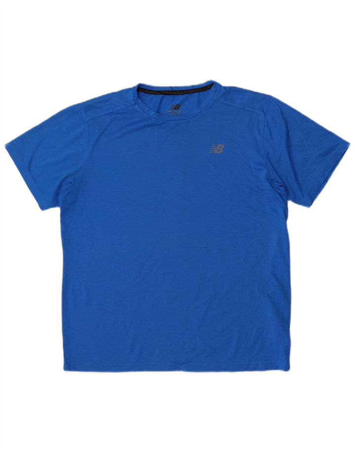 Ανδρικό T-Shirt New Balance Τοπ μεσαίου μπλε πολυεστέρα με ρίγες