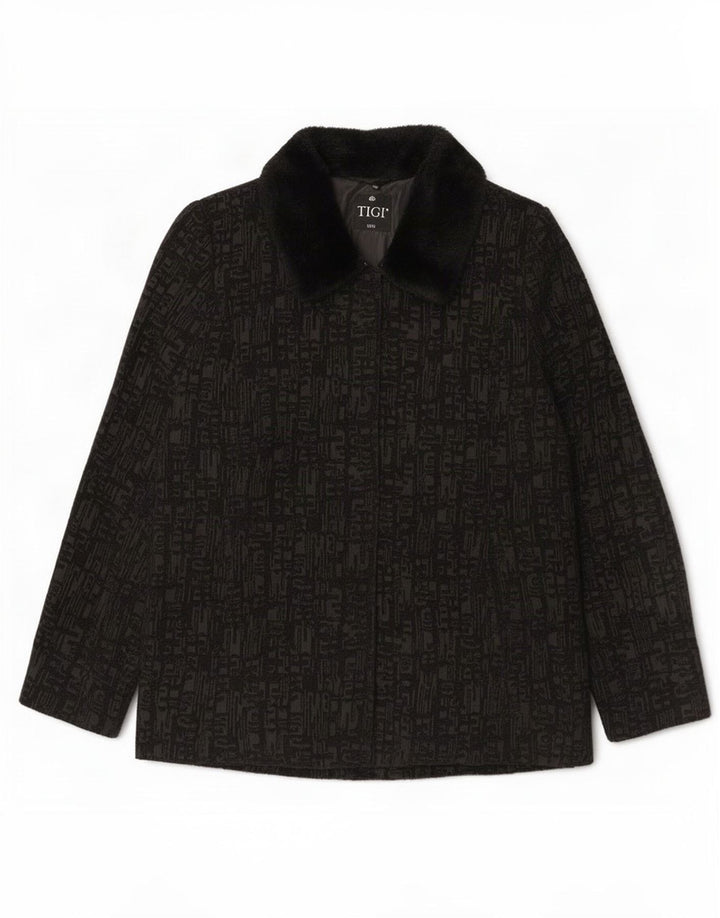 Tigi Γυναικείο Bomber Jacket UK 14/16 Large Black Geometric Polyester