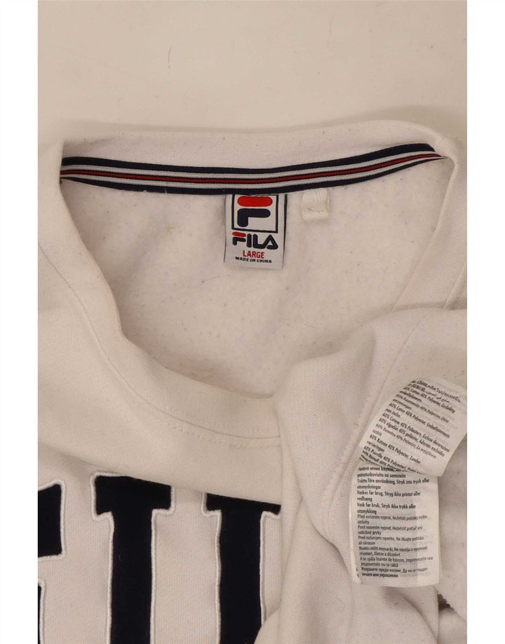 Ανδρικό γραφικό φούτερ Fila Jumper μεγάλο λευκό βαμβακερό