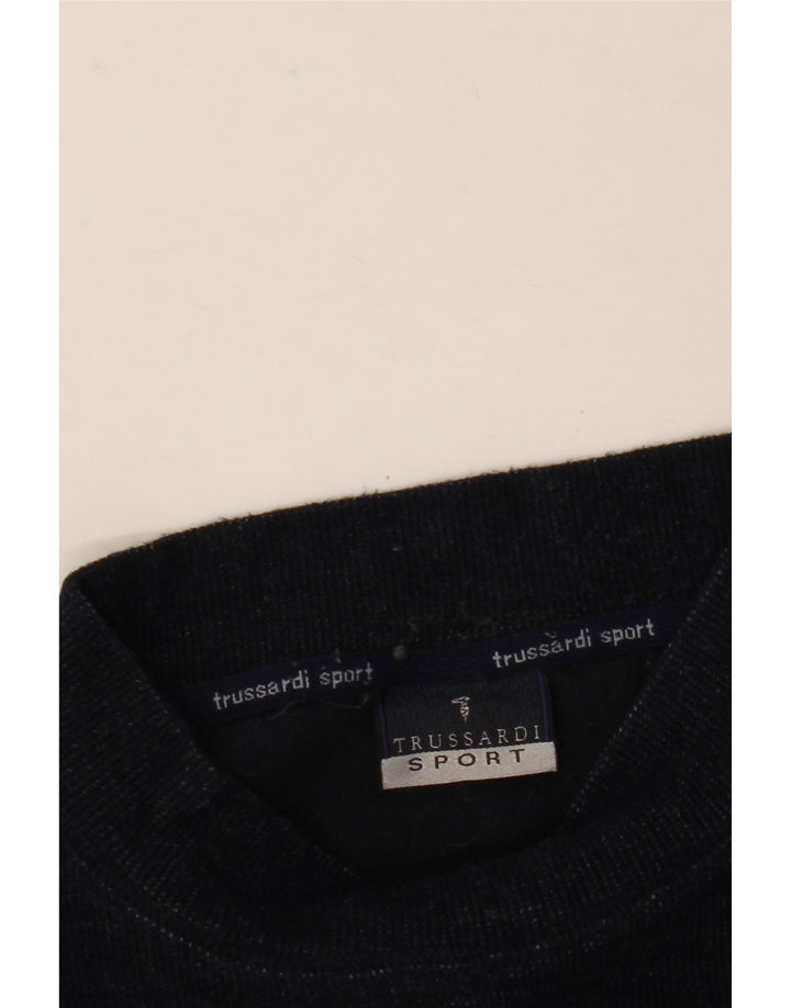 TRUSSARDI Ανδρικό γραφικό πουλόβερ με λαιμό χελώνα, μεγάλο μπλε μάλλινο