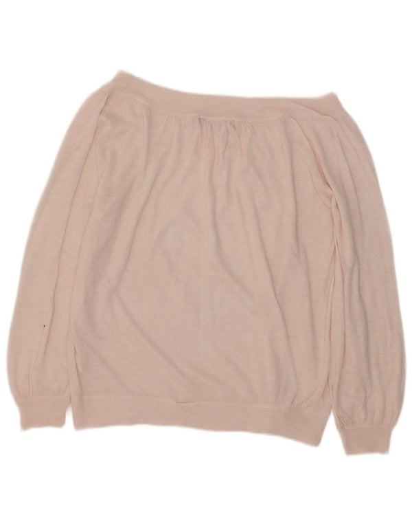 Zara Γυναικείο πουλόβερ με λαιμόκαυμα UK 12 Medium Pink Acrylic