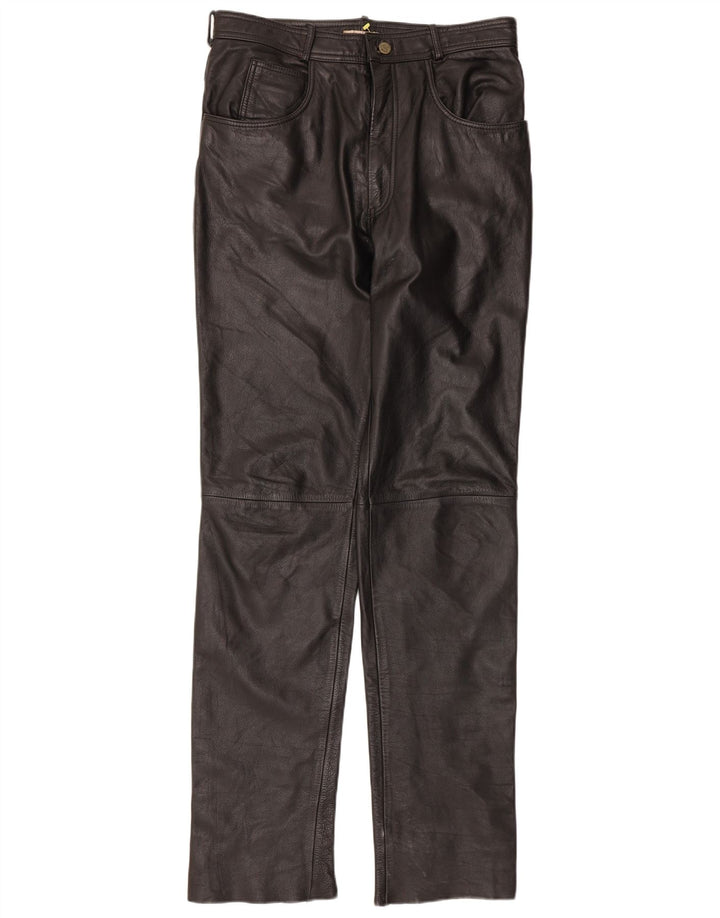 Ανδρικό δερμάτινο παντελόνι Linus Slim W34 L34 Μαύρο