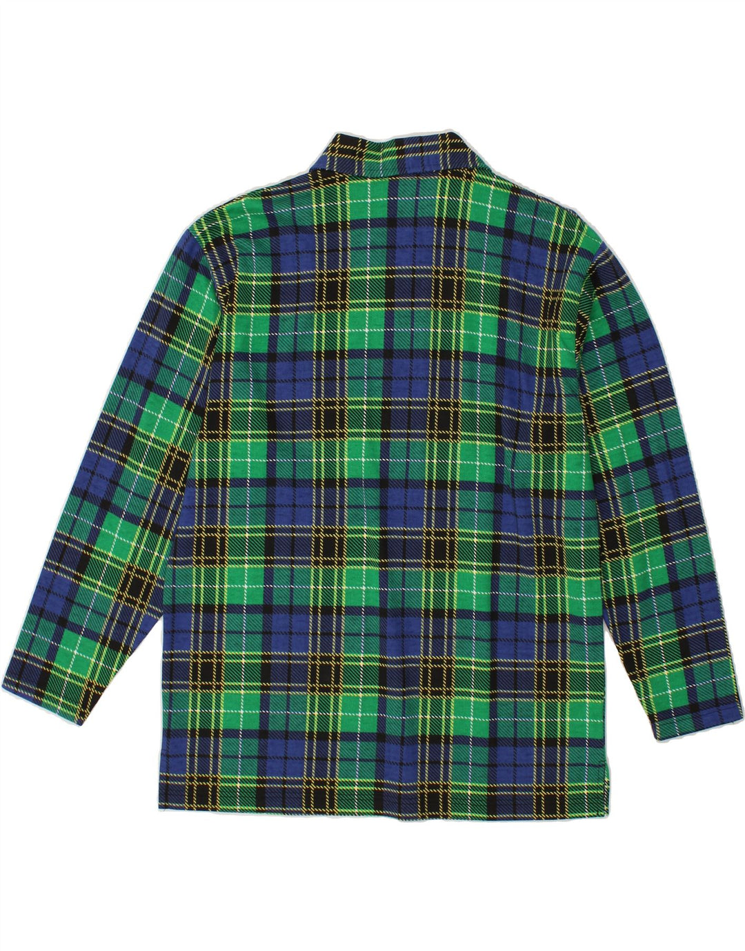 VINTAGE Mens Long Sleeve Polo Shirt Medium Green Check Cotton Vintage Vintage and Second-Hand Vintage from Messina Hembry 