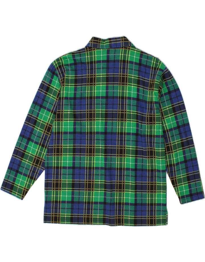 VINTAGE Mens Long Sleeve Polo Shirt Medium Green Check Cotton Vintage Vintage and Second-Hand Vintage from Messina Hembry 