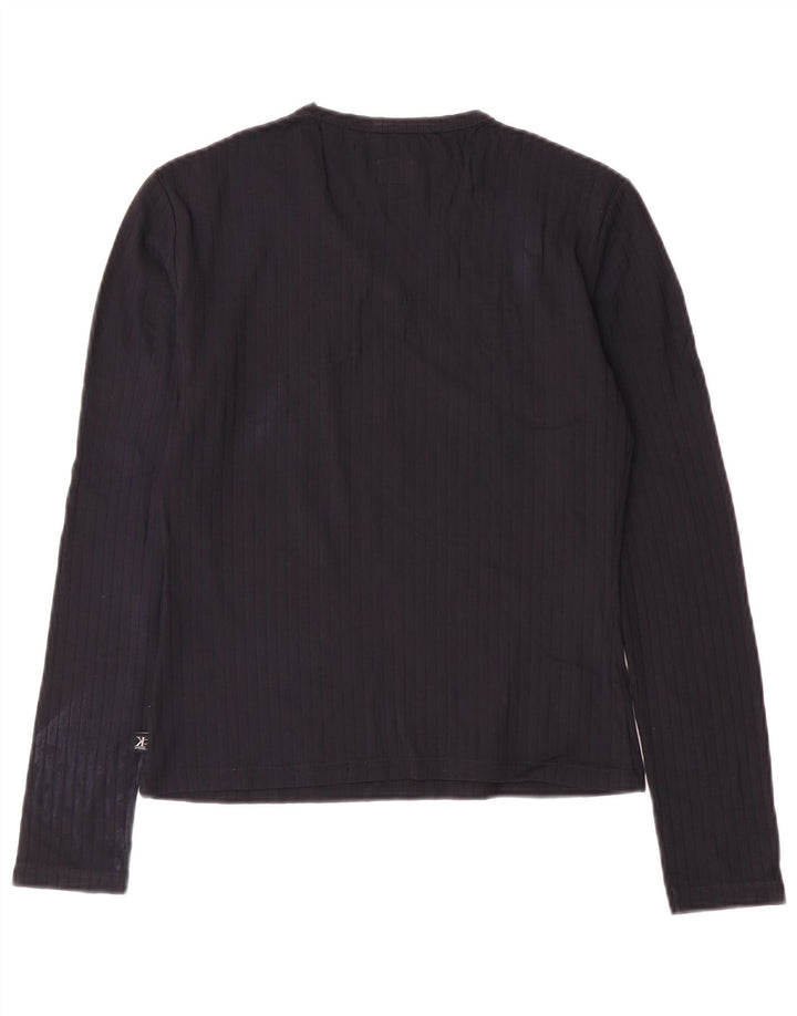 CALVIN KLEIN JEANS Γυναικείο τοπ μακρυμάνικο UK 12 Medium Navy Blue Polyamide