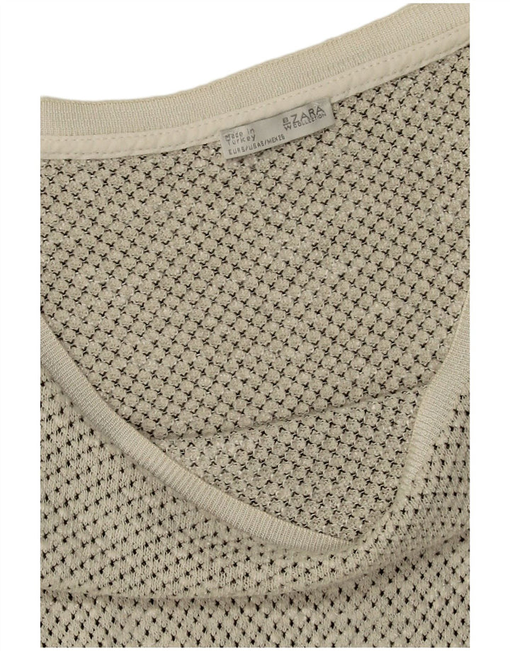 Zara Γυναικείο τοπ μακρυμάνικο UK 10 Small White Spotted