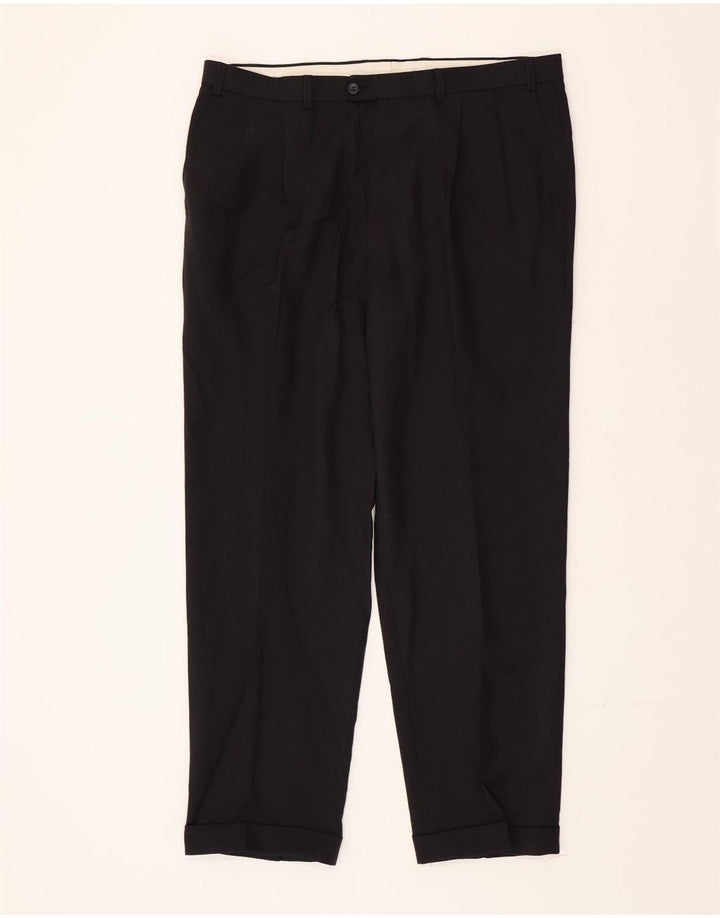 Marks & Spencer Ανδρικό παντελόνι με καρφίτσα W40 L33 Navy Blue Polyester