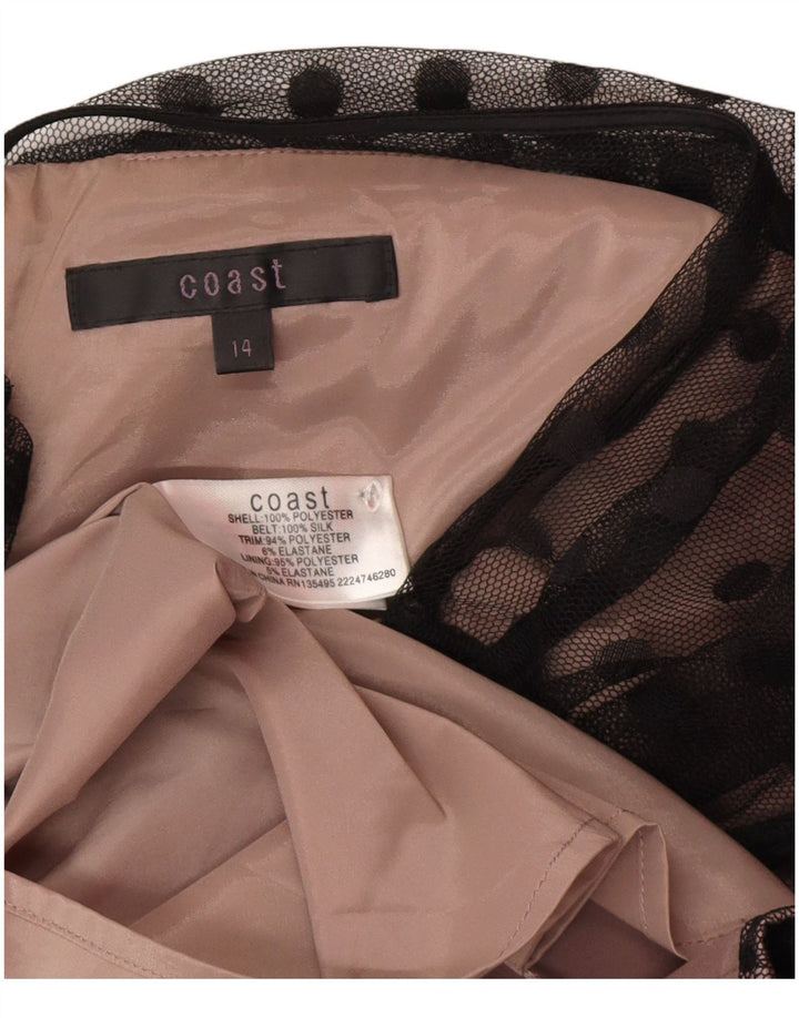 Coast γυναικείο φόρεμα με μανίκια 3/4 UK 14 μεσαίο μαύρο πουά πολυεστέρας