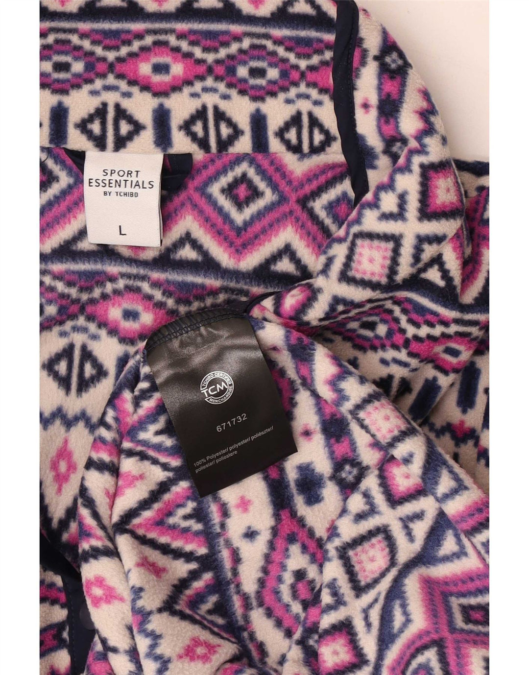 Tchibo γυναικείο λαιμό με κουμπιά Fleece Jumper UK 16 Large πολύχρωμο Fair Isle