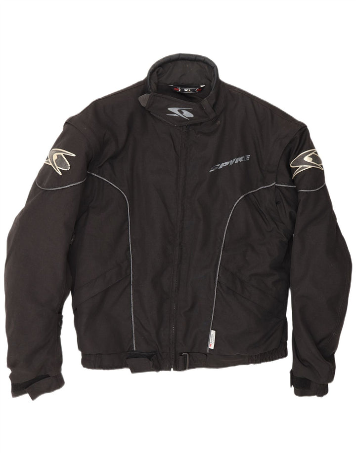 Ανδρικό SPYKE Graphic Moto Racer Bomber Jacket UK 42 XL Μαύρο Πολυαμίδιο