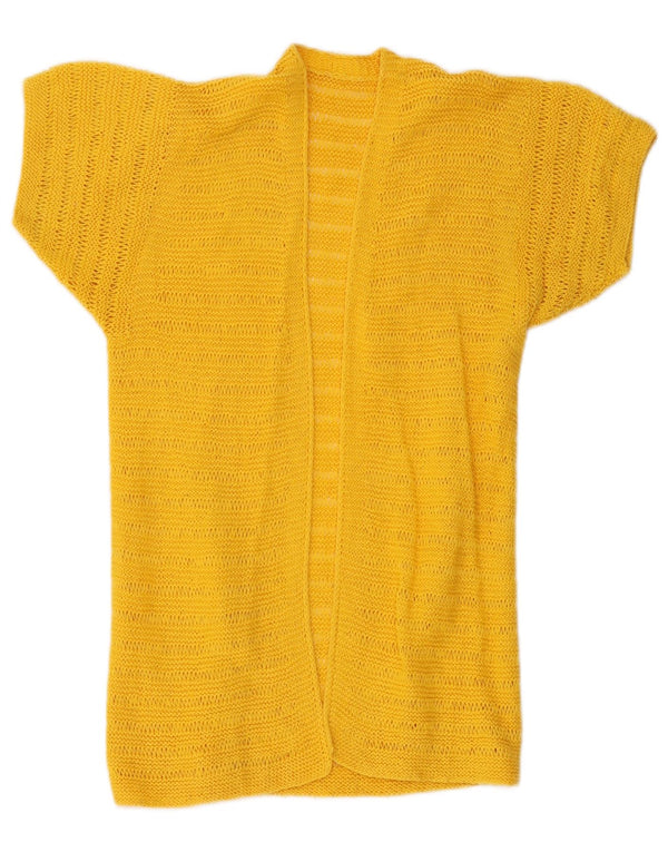 Vintage γυναικείο κοντομάνικο πουλόβερ ζακέτα UK 8 Small Yellow