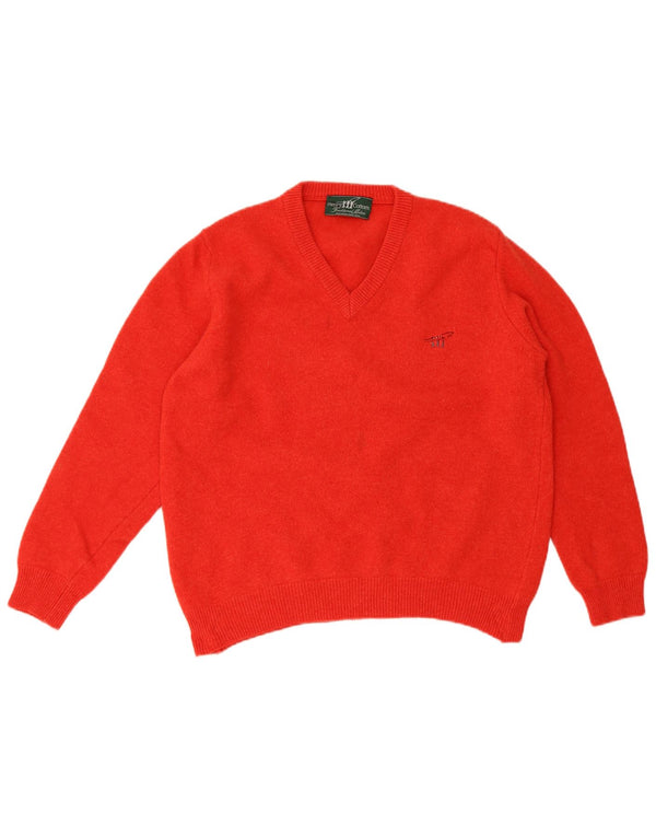 Henry Cottons Womens V-Neck Jumper Sweater UK 18 XL Red Wool