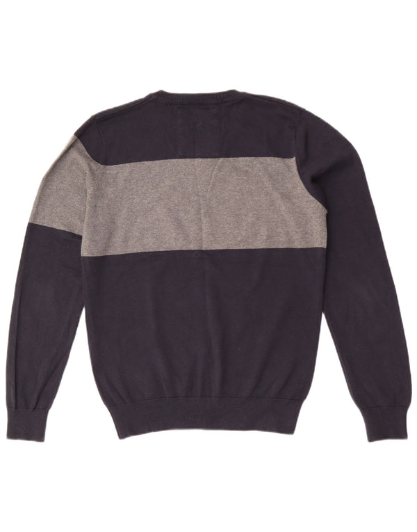 Jack & Jones Ανδρικό πουλόβερ με λαιμόκοψη με λαιμόκοψη, μεσαίο μπλε ναυτικό, βαμβακερό