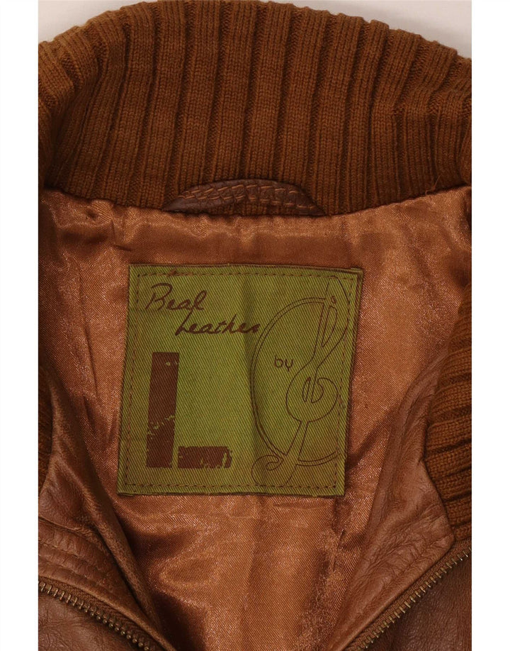 Vintage Γυναικείο Δερμάτινο Μπουφάν UK 16 Large Brown
