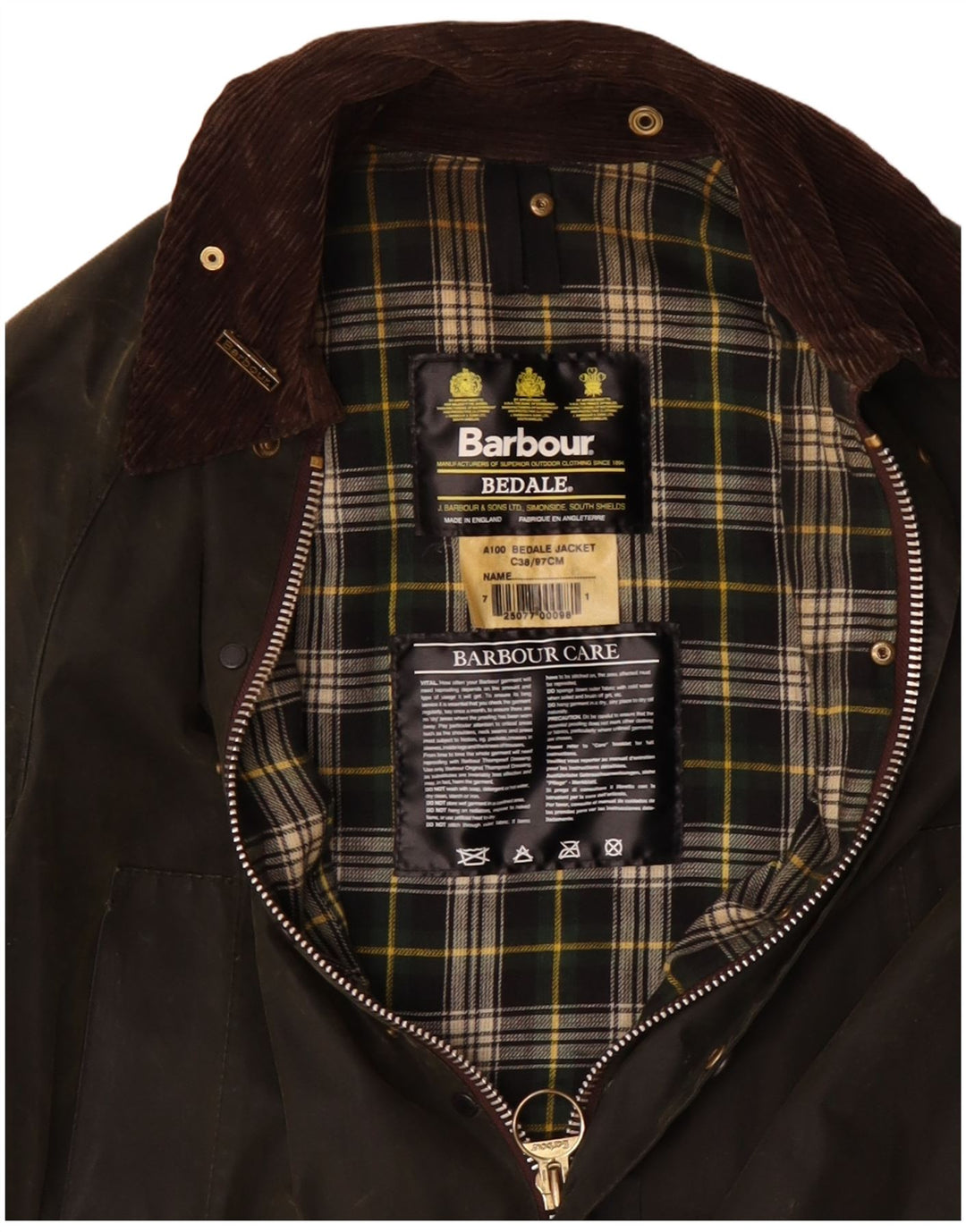 BARBOUR Ανδρικό Bedale Κερωμένο Βαμβακερό Μπουφάν UK 38 Medium Khaki
