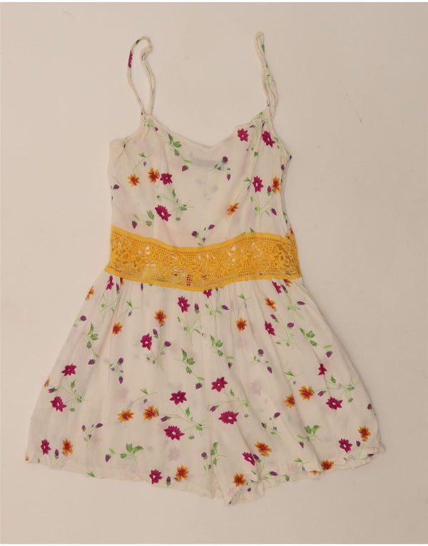 Topshop Womens See Through Αμάνικο Playsuit UK 10 Small White Floral