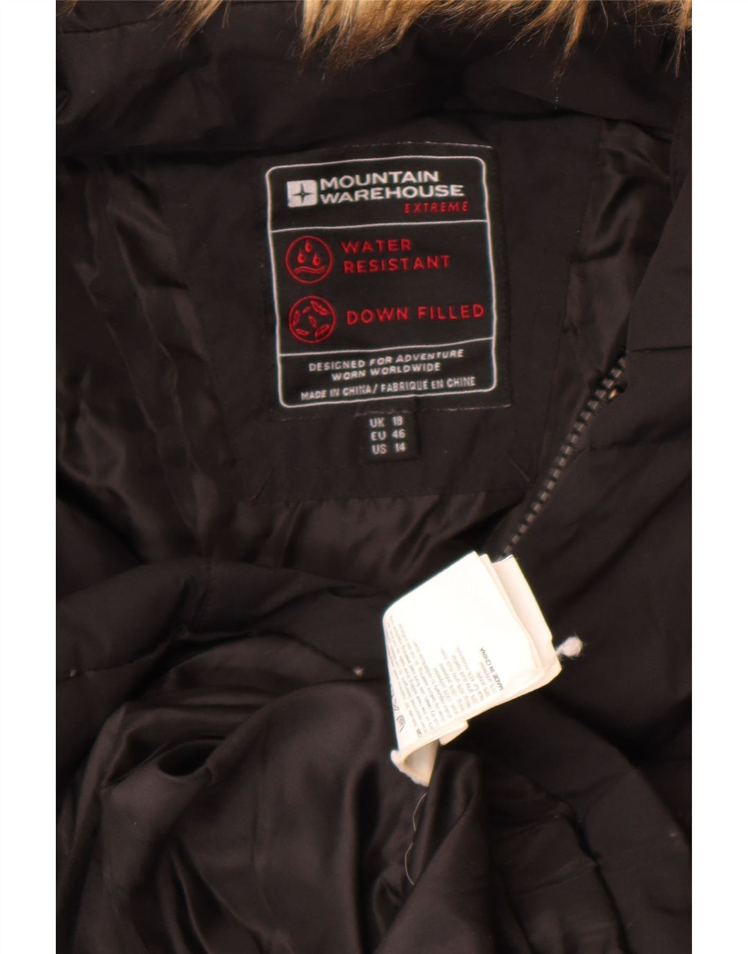 Mountain Warehouse Γυναικείο παλτό με κουκούλα UK 18 XL Μαύρο πολυεστέρα