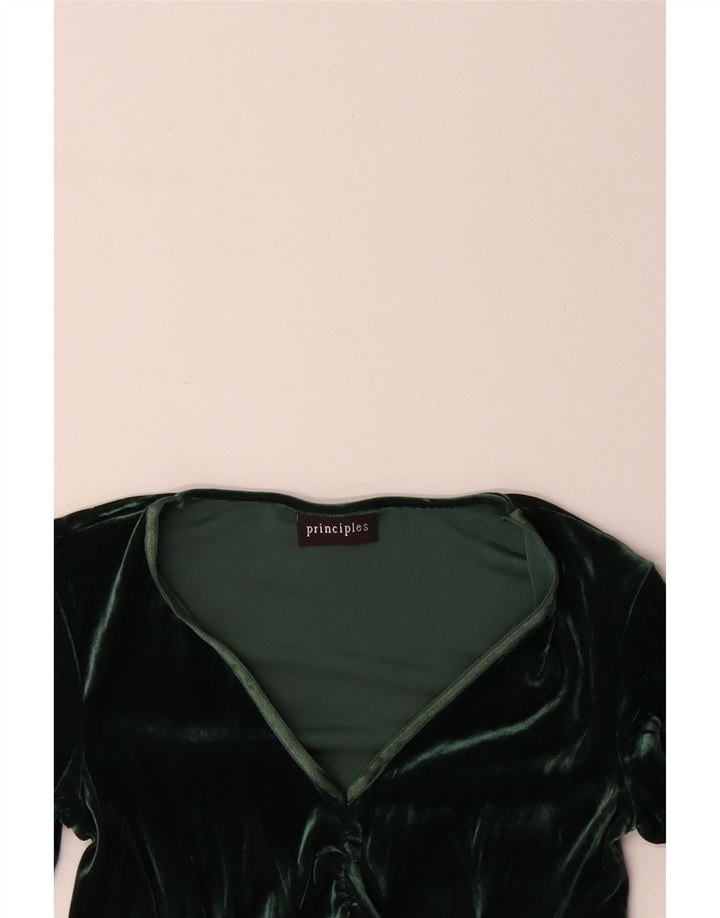 ΑΡΧΕΣ Γυναικεία μακρυμάνικη βελούδινη μπλούζα τοπ 10 μικρών πράσινων λουλουδιών