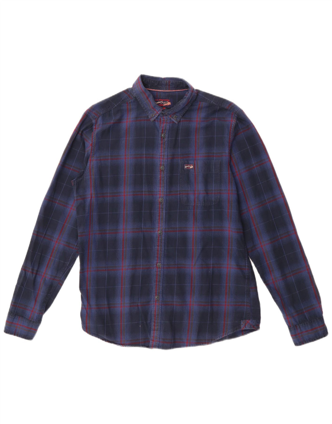 US POLO ASSN Mens Flannel Shirt Medium Navy Blue Check Cotton