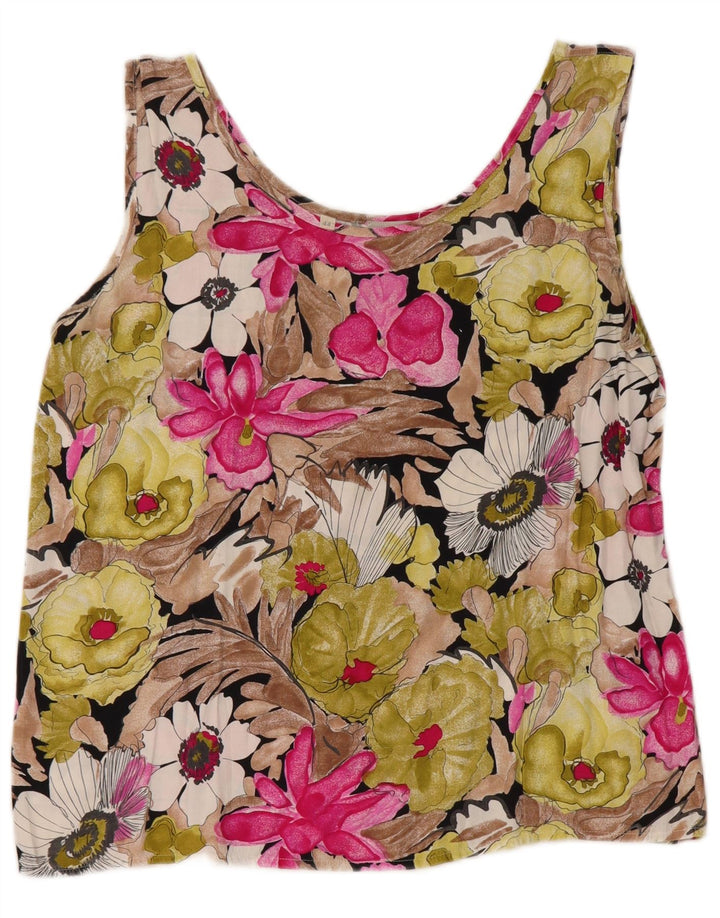 Vintage Γυναικεία Crop Αμάνικη Μπλούζα Top IT 44 Medium Πολύχρωμο Floral