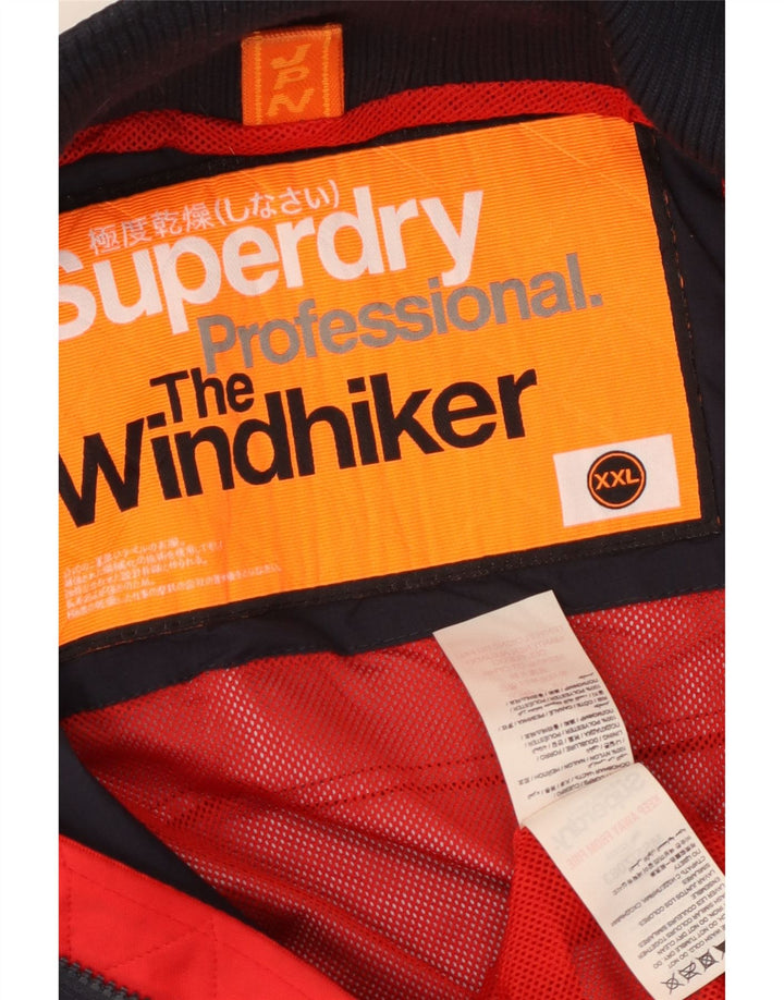 Superdry Mens The Windhiker Windbreaker Jacket UK 44 2XL Navy Blue Nylon