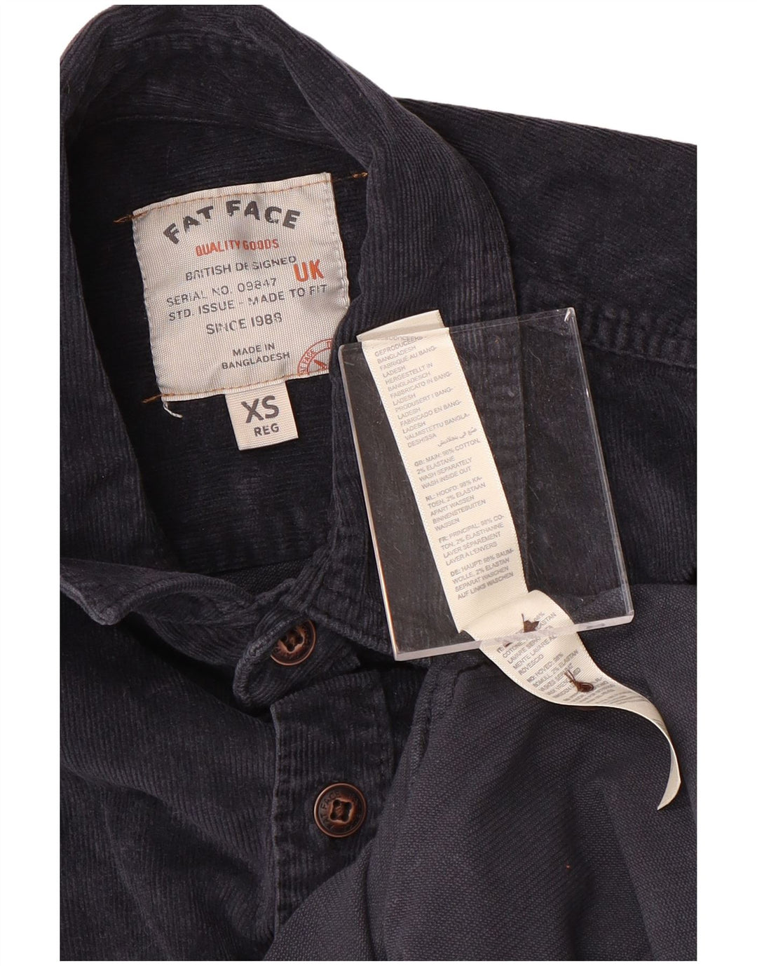 FAT FACE Ανδρικό κοτλέ πουκάμισο XS Navy Blue Βαμβακερό