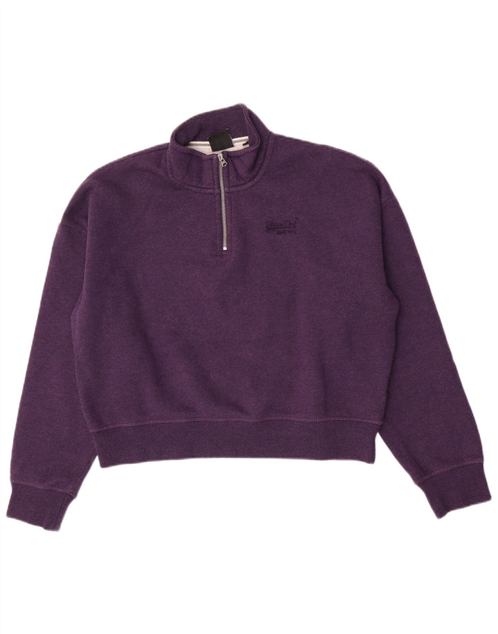 Superdry Γυναικεία φούτερ με μεγάλο μέγεθος Crop Jumper UK 14 Large Purple