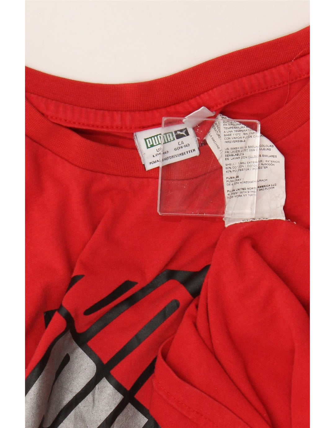 Puma Boys Graphic T-Shirt Top 14-15 ετών, μεγάλο κόκκινο βαμβακερό