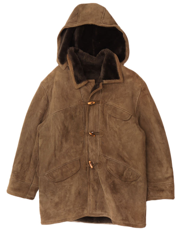Vintage Ανδρικό παλτό Shearling με κουκούλα IT 54 2XL Khaki