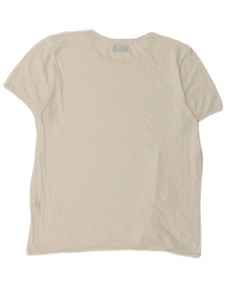 Ανδρικό T-Shirt Zara Top Large Off White Βαμβακερό