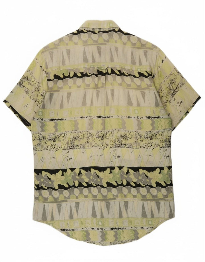 Vintage Ανδρικό κοντομάνικο πουκάμισο Μεσαίο πράσινο γεωμετρικό