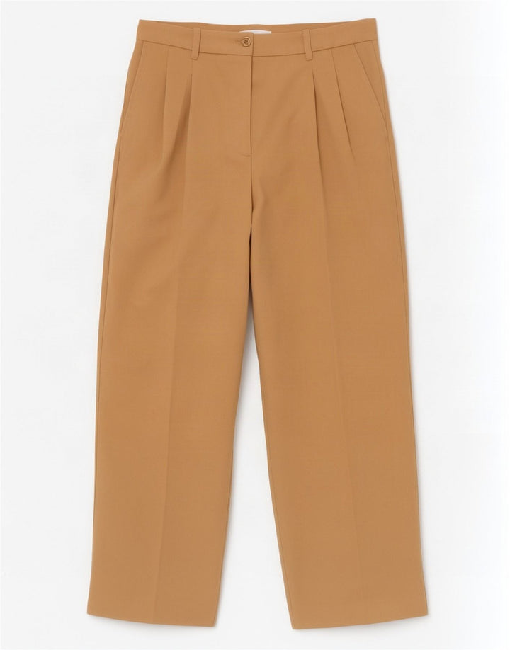 Zara Γυναικείο Παντελόνι με Καρφωτό Κοστούμι Medium W28 L31 Beige Polyester