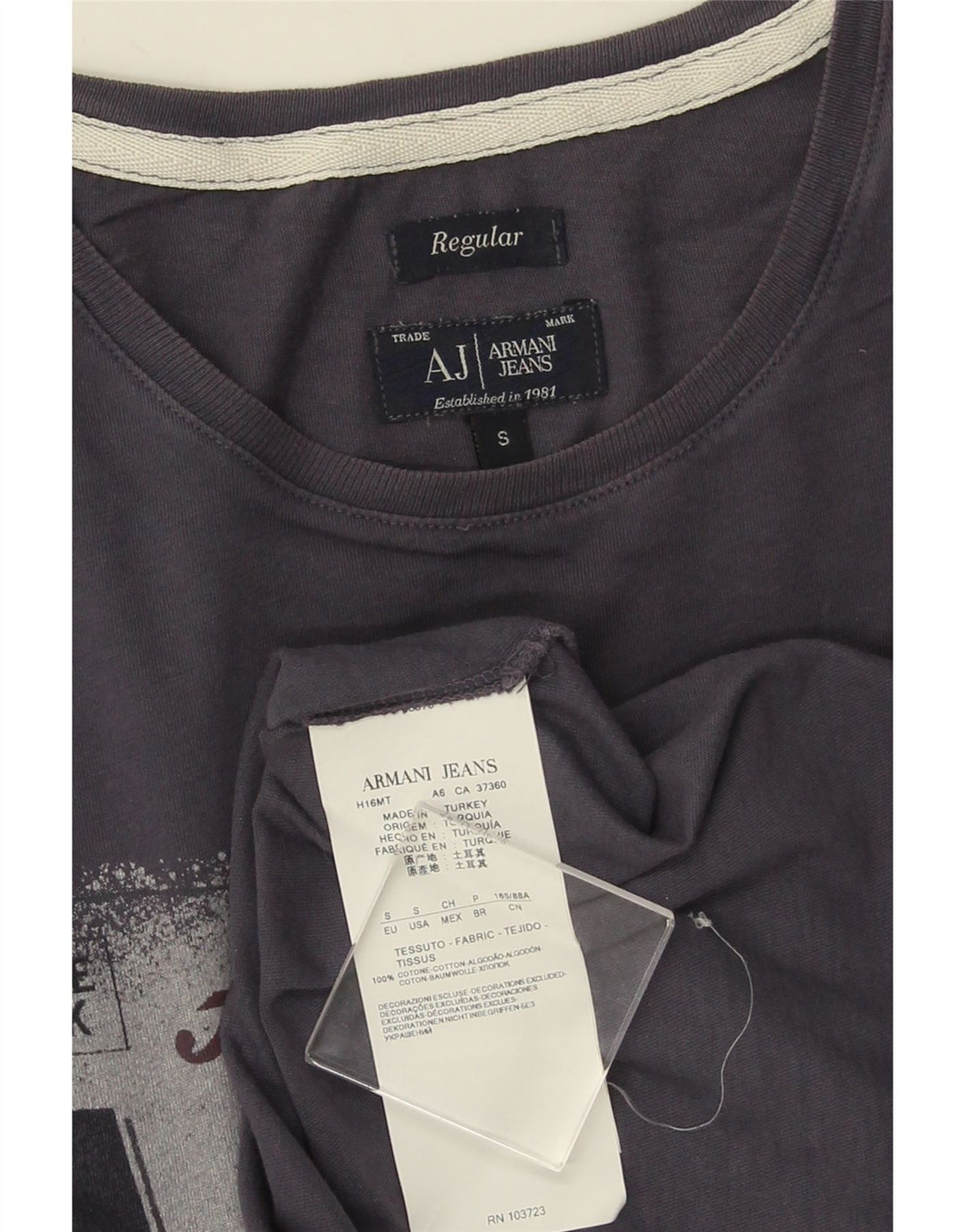 Ανδρικό μπλουζάκι ARMANI JEANS κανονικό γραφικό μπλουζάκι Μικρό μπλε βαμβακερό