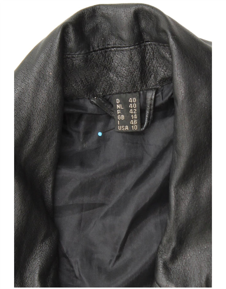 Front Line Γυναικείο Crop Δερμάτινο Biker Jacket UK 14 Large μαύρο δέρμα