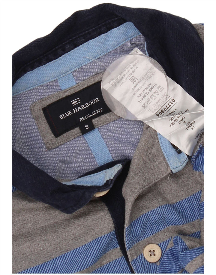 Marks & Spencer Ανδρικό μακρυμάνικο μπλουζάκι ράγκμπι πόλο μικρό γκρι ριγέ